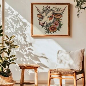 Vintage Western Cow Fine Art Print & Wild West Boho Art Print- Vintage Cowgirl